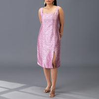 Brocade Fitted Dress - Lilac