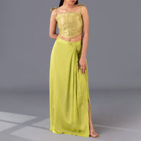 Brocade Corset & Pleated Maxi Skirt