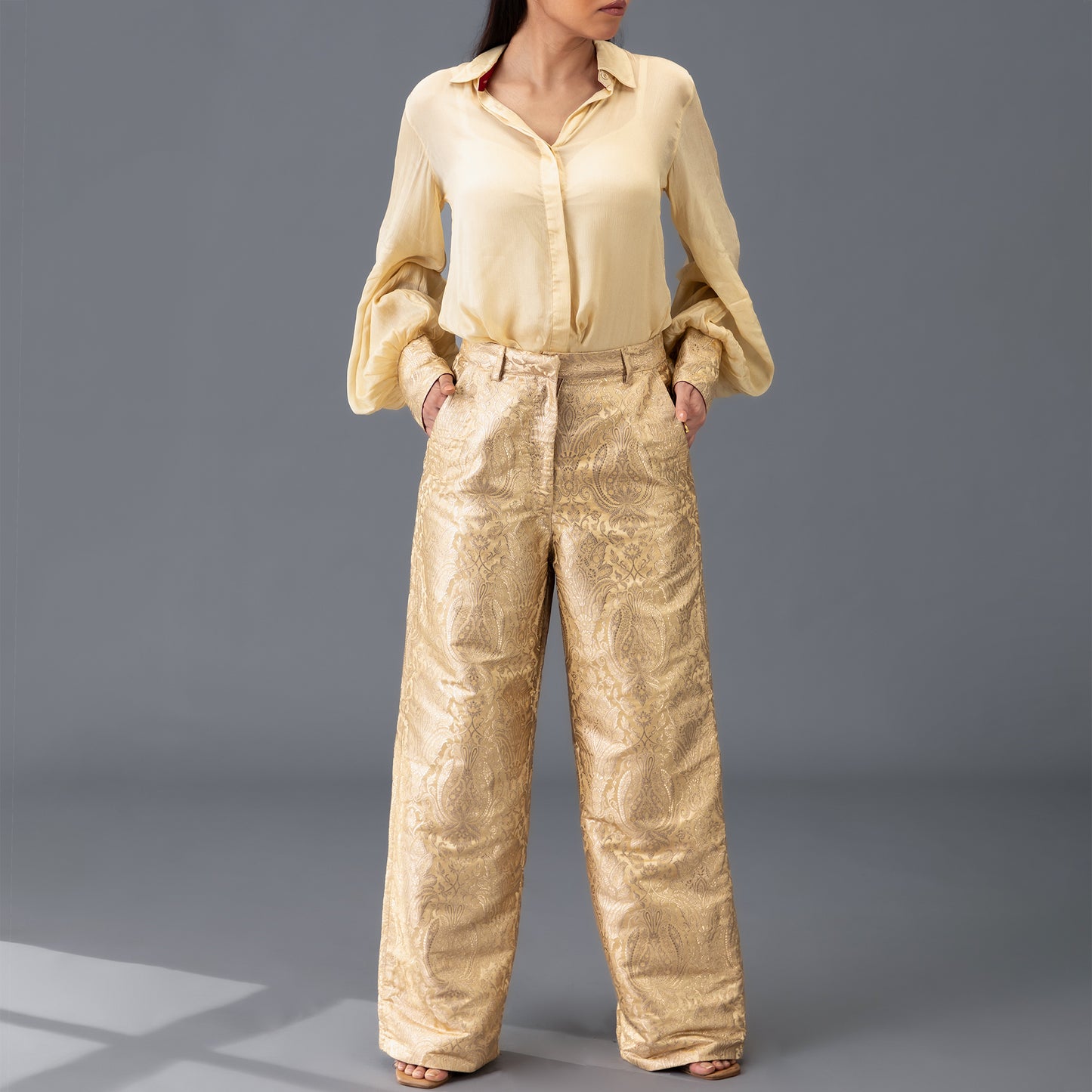 Brocade Trousers - Gold