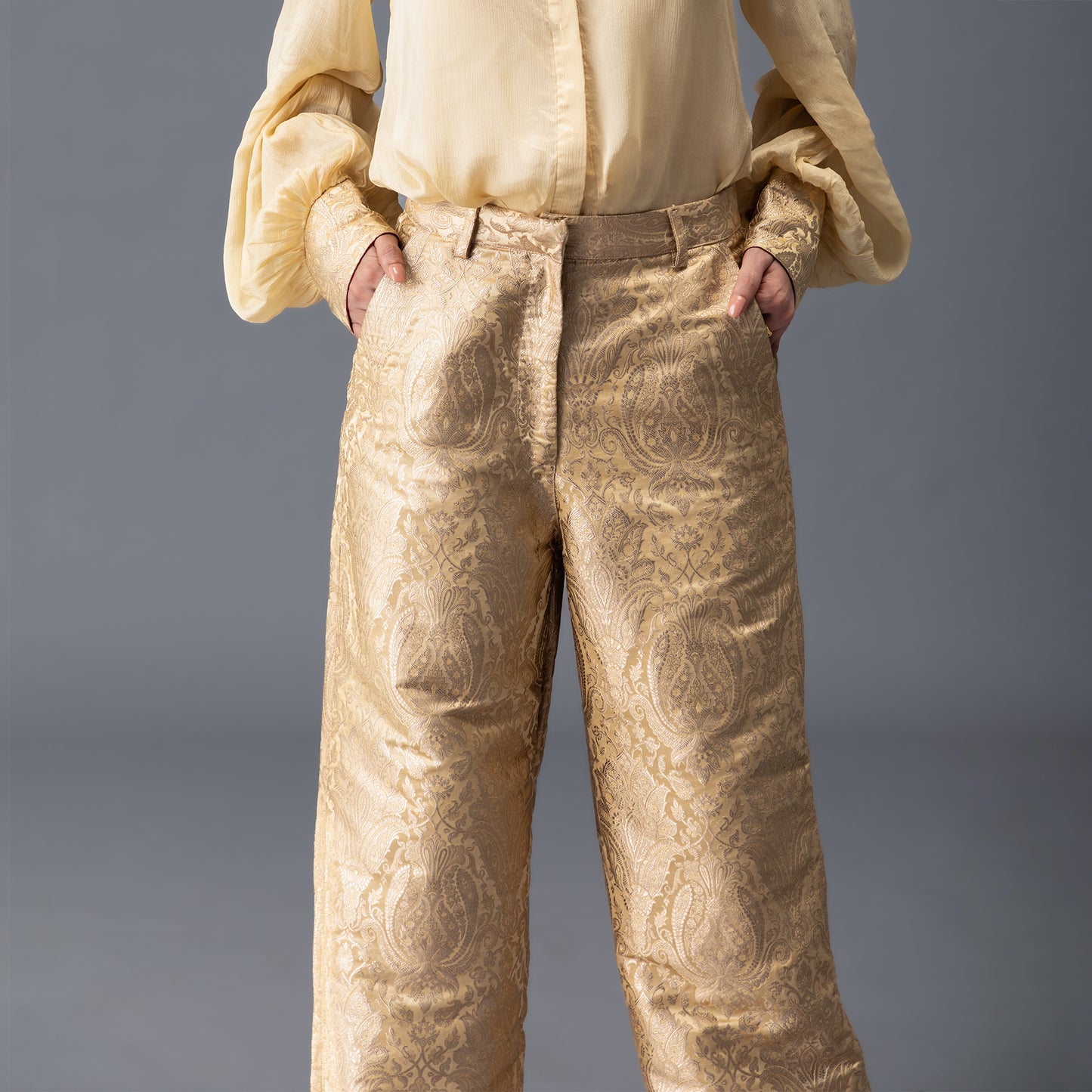 Brocade Trousers - Gold