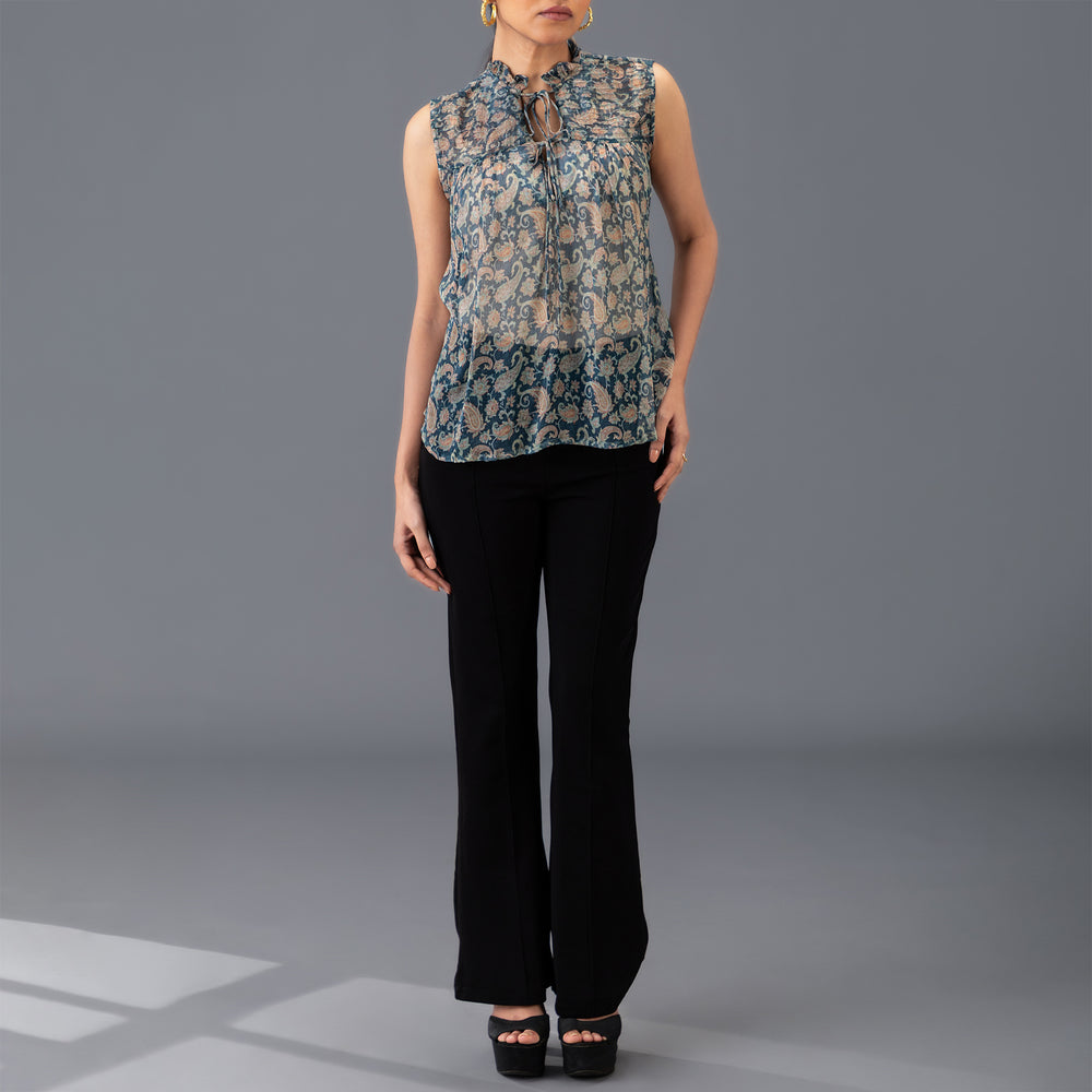 Sheer Tie-up Printed Top
